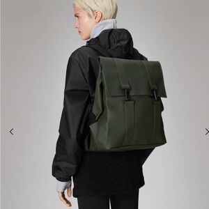 Rains Olive Green Roll-Top Backpack
